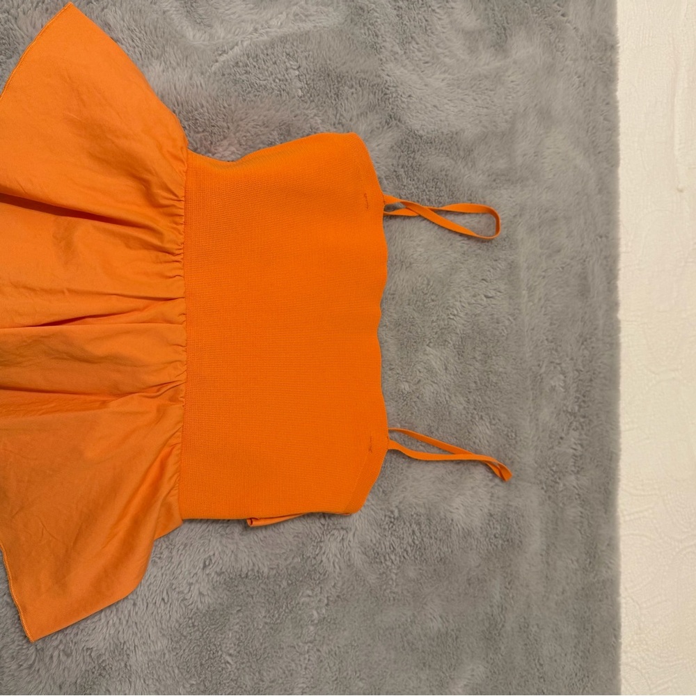 Orange Zara top with tie in back
